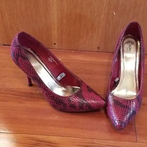 Mossimo Red & Black Faux Snake Skin High Heels